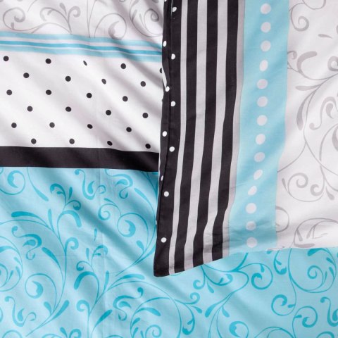 Pościel bawełniana 160x200 turkusowa czarna pasy 71478/1 Cottonlove 6 Pościel bawełniana 160x200 turkusowa czarna pasy 71478/1 Cottonlove 6