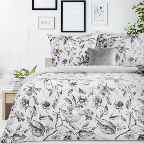 Pościel bawełniana 220x200 Ada 01 kwiaty szara Eurofirany Pościel bawełniana 220x200 Ada 01 kwiaty szara Eurofirany