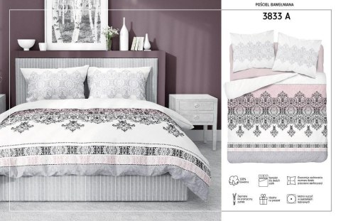 Pościel bawełniana 220x200 Glamour biała różowa ornamenty orientalna 3833 A Bawełna 88 Pościel bawełniana 220x200 Glamour biała różowa ornamenty orientalna 3833 A Bawełna 88