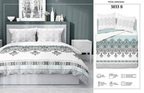 Pościel bawełniana 220x200 Glamour biała turkusowa ornamenty orientalna 3833 B Bawełna 88 Pościel bawełniana 220x200 Glamour biała turkusowa ornamenty orientalna 3833 B Bawełna 88