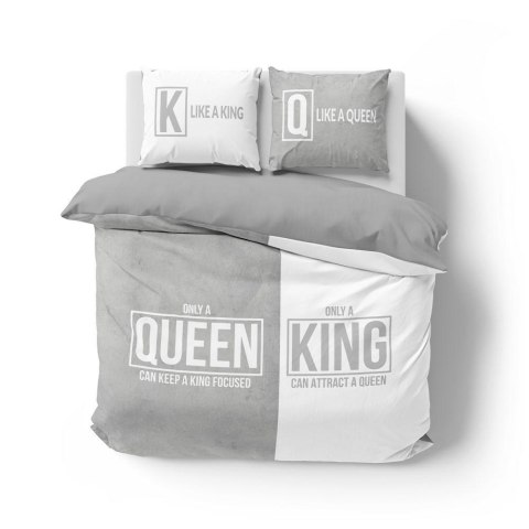 Pościel bawełniana 220x200 Queen King szara biała 4100 A Holland 129 Pościel bawełniana 220x200 Queen King szara biała 4100 A Holland 129
