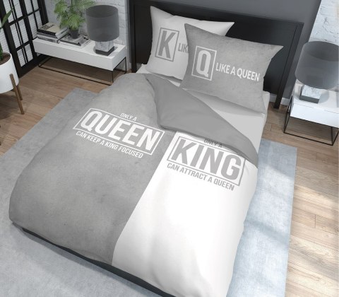 Pościel bawełniana 220x200 Queen King szara biała 4100 A Holland 129 Pościel bawełniana 220x200 Queen King szara biała 4100 A Holland 129