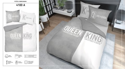 Pościel bawełniana 220x200 Queen King szara biała 4100 A Holland 129 Pościel bawełniana 220x200 Queen King szara biała 4100 A Holland 129