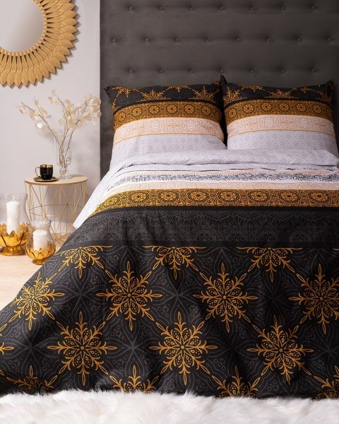 Pościel bawełniana 220x200 glamour ornamenty grafitowa złota 3835 A Bawełna 88 Pościel bawełniana 220x200 glamour ornamenty grafitowa złota 3835 A Bawełna 88