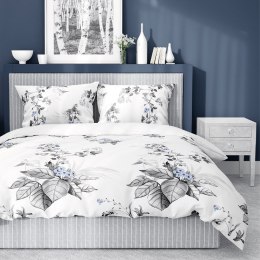 Pościel satynowa 220x200 szara niebieska kwiaty 4247 B Home Satin 11