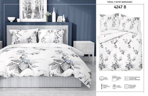 Pościel satynowa 220x200 szara niebieska kwiaty 4247 B Home Satin 11 Pościel satynowa 220x200 szara niebieska kwiaty 4247 B Home Satin 11