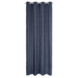 Zasłona 140x250 Inga granatowa gotowa na przelotkach welurowa z żakardowym geometrycznym wzorem Pierre Cardin