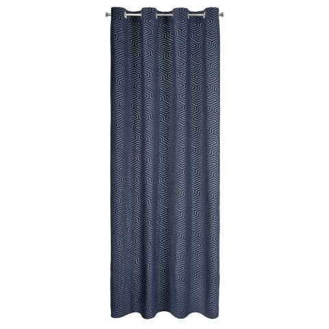 Zasłona 140x250 Inga granatowa gotowa na przelotkach welurowa z żakardowym geometrycznym wzorem Pierre Cardin Zasłona 140x250 Inga granatowa gotowa na przelotkach welurowa z żakardowym geometrycznym wzorem Pierre Cardin