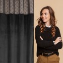 Zasłona 140x250 Agnes czarna złota welurowa gotowa na przelotkach D91