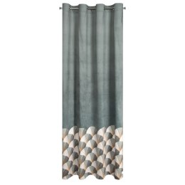 Zasłona 140x250 Gina stalowa geometryczna welurowa gotowa na przelotkach D91