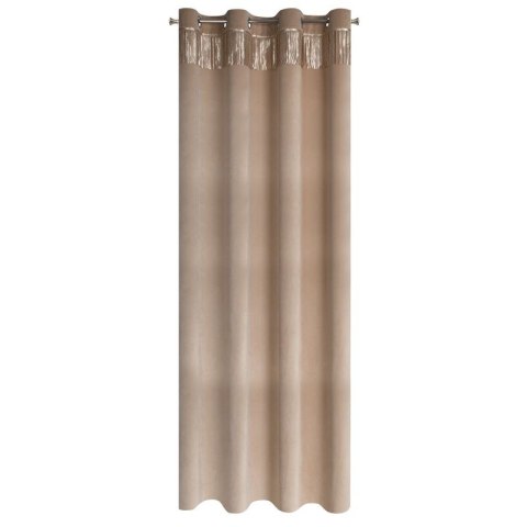 Zasłona 140x250 Jasper beżowa z taśmą z cekinami welurowa gotowa na przelotkach Eurofirany Zasłona 140x250 Jasper beżowa z taśmą z cekinami welurowa gotowa na przelotkach Eurofirany
