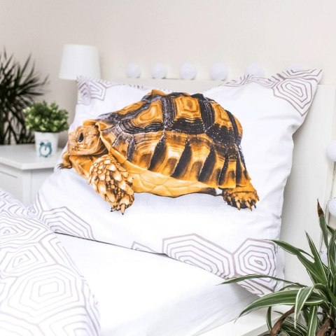 Pościel bawełniana 140x200 Żółw Turtle biała beżowa poszewka 70x90 Pościel bawełniana 140x200 Żółw Turtle biała beżowa poszewka 70x90