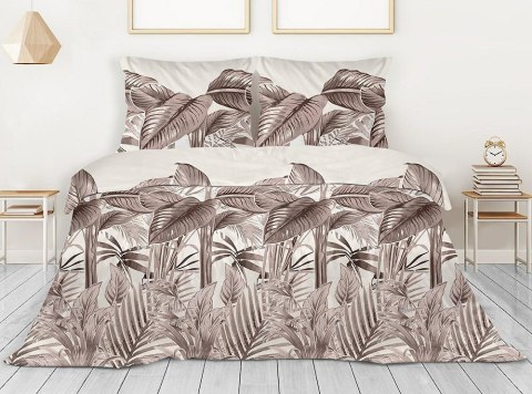 Pościel satynowa 140x200 Palm & Co beżowa liście z jedną poszewką Gold Line 1 Pościel satynowa 140x200 Palm & Co beżowa liście z jedną poszewką Gold Line 1