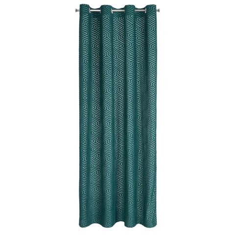 Zasłona 140x250 Inga turkusowa ciemna gotowa na przelotkach welurowa z żakardowym geometrycznym wzorem Pierre Cardin Zasłona 140x250 Inga turkusowa ciemna gotowa na przelotkach welurowa z żakardowym geometrycznym wzorem Pierre Cardin