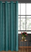 Zasłona 140x250 Inga turkusowa ciemna gotowa na przelotkach welurowa z żakardowym geometrycznym wzorem Pierre Cardin Zasłona 140x250 Inga turkusowa ciemna gotowa na przelotkach welurowa z żakardowym geometrycznym wzorem Pierre Cardin