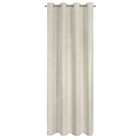 Zasłona 140x250 Areta kremowa z szampańskim i srebrnym nadrukiem welurowa gotowa na przelotkach Eurofirany Zasłona 140x250 Areta kremowa z szampańskim i srebrnym nadrukiem welurowa gotowa na przelotkach Eurofirany