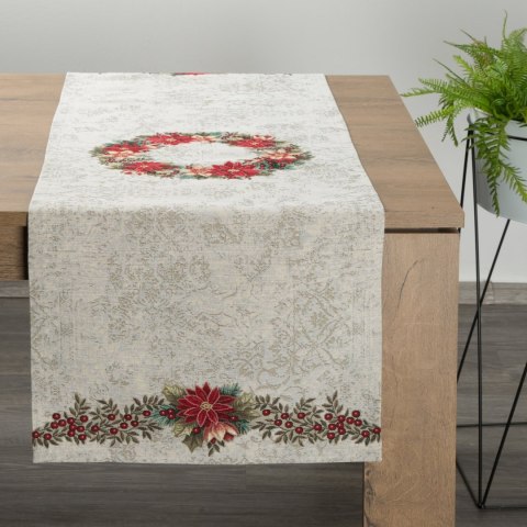 Obrus bieżnik 40x100 świąteczny gobelinowy naturalny czerwony Eurofirany Obrus bieżnik 40x100 świąteczny gobelinowy naturalny czerwony Eurofirany