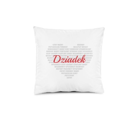 Poduszka dla Dziadka 40x40 biała serce napisy antyalergiczna 260g Poduszka dla Dziadka 40x40 biała serce napisy antyalergiczna 260g