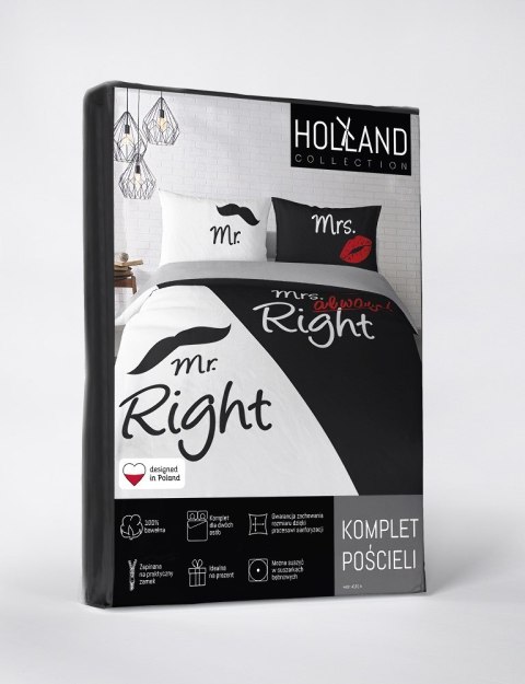 Pościel bawełniana 160x200 Mr Mrs biała czarna usta wąsy 4101 A 2 poszewki 70x80 Holland 129 Pościel bawełniana 160x200 Mr Mrs biała czarna usta wąsy 4101 A 2 poszewki 70x80 Holland 129