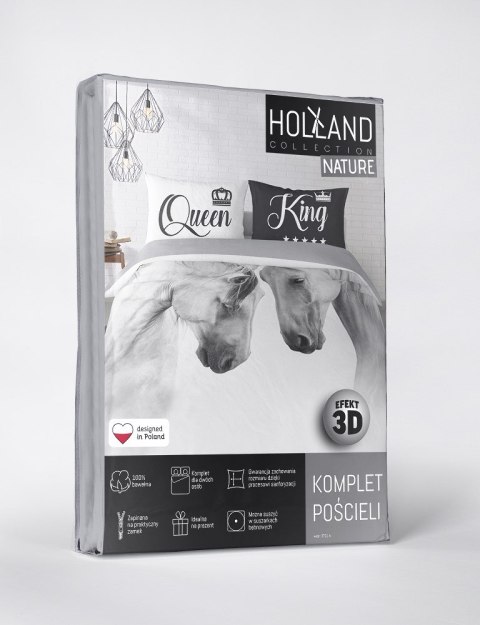 Pościel bawełniana 160x200 konie białe 3731 A 2 poszewki 70x80 Holland Natura 69 Pościel bawełniana 160x200 konie białe 3731 A 2 poszewki 70x80 Holland Natura 69