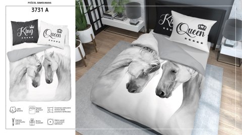 Pościel bawełniana 160x200 konie białe 3731 A 2 poszewki 70x80 Holland Natura 69 Pościel bawełniana 160x200 konie białe 3731 A 2 poszewki 70x80 Holland Natura 69