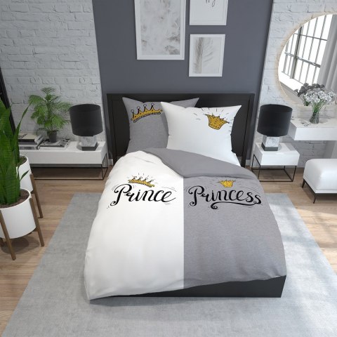 Pościel bawełniana 220x200 Prince Princess szara biała 4110 A 2 poszewki 70x80 Holland 129 Pościel bawełniana 220x200 Prince Princess szara biała 4110 A 2 poszewki 70x80 Holland 129