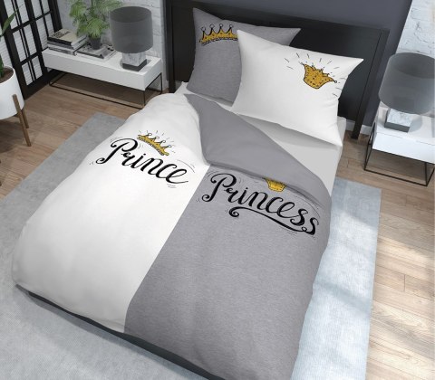 Pościel bawełniana 220x200 Prince Princess szara biała 4110 A 2 poszewki 70x80 Holland 129 Pościel bawełniana 220x200 Prince Princess szara biała 4110 A 2 poszewki 70x80 Holland 129