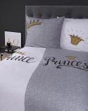 Pościel bawełniana 220x200 Prince Princess szara biała 4110 A 2 poszewki 70x80 Holland 129 Pościel bawełniana 220x200 Prince Princess szara biała 4110 A 2 poszewki 70x80 Holland 129