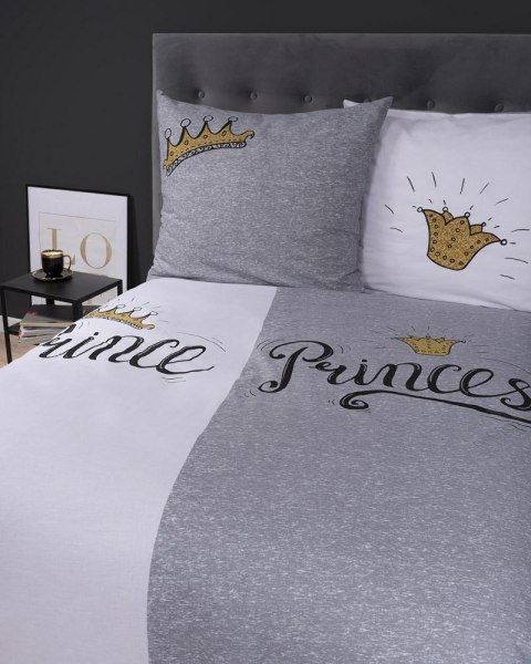 Pościel bawełniana 220x200 Prince Princess szara biała 4110 A 2 poszewki 70x80 Holland 129 Pościel bawełniana 220x200 Prince Princess szara biała 4110 A 2 poszewki 70x80 Holland 129