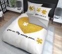 Pościel bawełniana 220x200 Serce puzle biała złota 4108 A 2 poszewki 70x80 Holland 129 Pościel bawełniana 220x200 Serce puzle biała złota 4108 A 2 poszewki 70x80 Holland 129