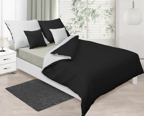 Pościel satynowa 140x200 Double Face biała czarna 01+48 KG z jedną poszewką