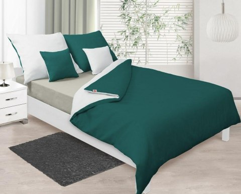 Pościel satynowa 140x200 Double Face biała zielona ciemna 01+34 KG z jedną poszewką Pościel satynowa 140x200 Double Face biała zielona ciemna 01+34 KG z jedną poszewką
