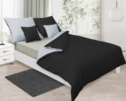 Pościel satynowa 140x200 Double Face srebrna czarna 42+48 KG z jedną poszewką