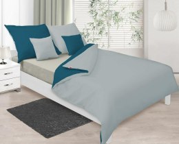 Pościel satynowa 140x200 Double Face turkusowa ciemna srebrna 37+42 KG z jedną poszewką