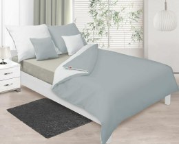 Pościel satynowa 160x200 Double Face biała srebrna 01+42 KG