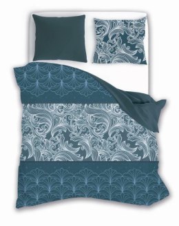Pościel satynowa 160x200 Elegant 012 turkusowa ciemna ornamenty dwustronna S 23 Faro
