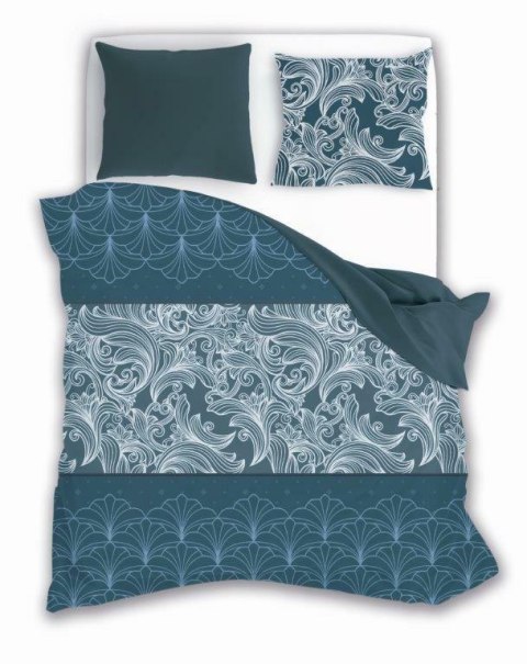 Pościel satynowa 160x200 Elegant 012 turkusowa ciemna ornamenty dwustronna S 23 Faro