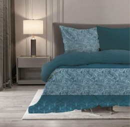 Pościel satynowa 160x200 Elegant 012 turkusowa ciemna ornamenty dwustronna S 23 Faro