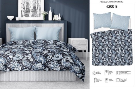 Pościel satynowa 160x200 Paisley niebieska 4200 B Home Satin 08 Pościel satynowa 160x200 Paisley niebieska 4200 B Home Satin 08
