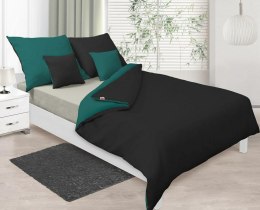 Pościel satynowa 220x200 Double Face zielona ciemna czarna 34+48 KG