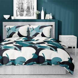 Pościel satynowa 220x200 turkusowa ciemna geometria 4199 A Home Satin 08
