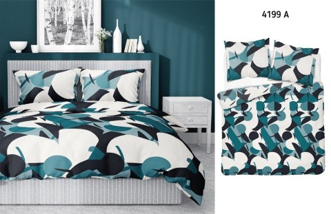 Pościel satynowa 220x200 turkusowa ciemna geometria 4199 A Home Satin 08 Pościel satynowa 220x200 turkusowa ciemna geometria 4199 A Home Satin 08