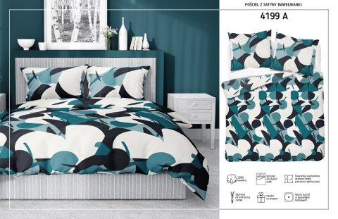 Pościel satynowa 220x200 turkusowa ciemna geometria 4199 A Home Satin 08 Pościel satynowa 220x200 turkusowa ciemna geometria 4199 A Home Satin 08
