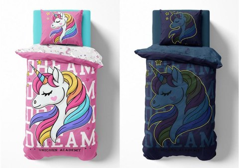 Pościel świecąca w ciemności 160x200 Jednorożec unicorn różowa 4235 A bawełniana Fluo 76 Pościel świecąca w ciemności 160x200 Jednorożec unicorn różowa 4235 A bawełniana Fluo 76