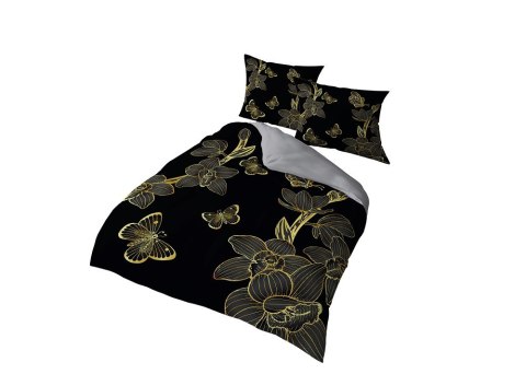 Pościel z mikrofibry 3D 160x200 kwiaty czarna złota 4358 A mikro 28 Pościel z mikrofibry 3D 160x200 kwiaty czarna złota 4358 A mikro 28