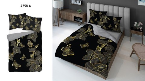 Pościel z mikrofibry 3D 160x200 kwiaty czarna złota 4358 A mikro 28 Pościel z mikrofibry 3D 160x200 kwiaty czarna złota 4358 A mikro 28