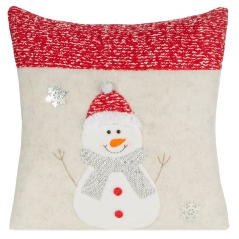 Poszewka świąteczna 40x40 Snow 3 srebrna czerwona bałwan Eurofirany New Poszewka świąteczna 40x40 Snow 3 srebrna czerwona bałwan Eurofirany New