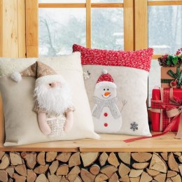 Poszewka świąteczna 40x40 Snow 3 srebrna czerwona bałwan Eurofirany New