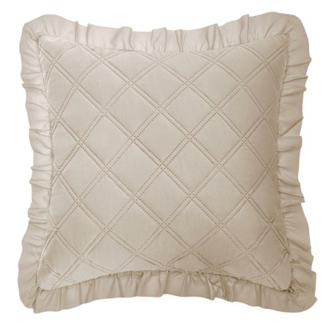 Poszewka z falbanką 45x45 Ruffy beżowa falbanka romby glamour dekoracyjna do narzuty I2 Poszewka z falbanką 45x45 Ruffy beżowa falbanka romby glamour dekoracyjna do narzuty I2