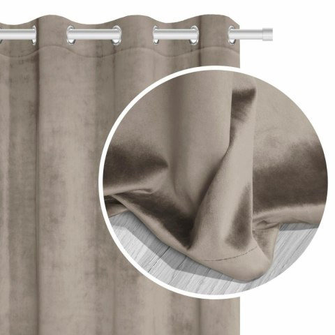 Zasłona gotowa 140x250 beżowa ciemna welurowa na przelotkach soft Velvet do salonu I2 Zasłona gotowa 140x250 beżowa ciemna welurowa na przelotkach soft Velvet do salonu I2
